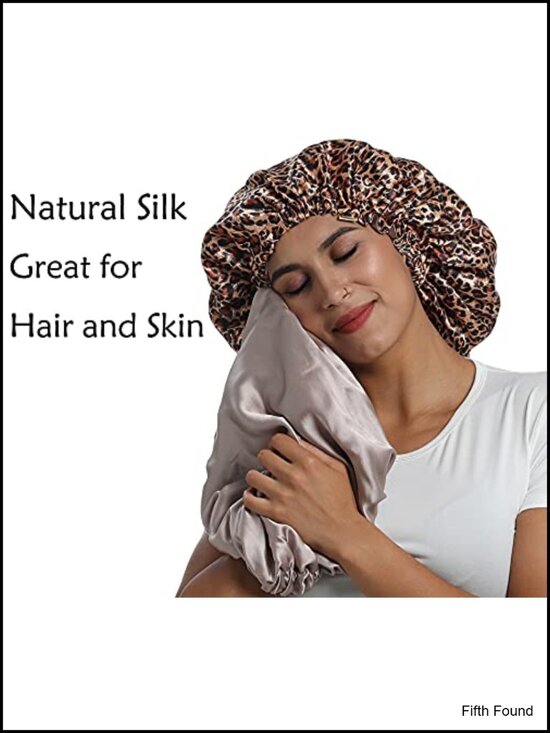 100% Mulberry Silk Lined Bonnet Adjustable Sleep Cap for Curly Hair main image 6